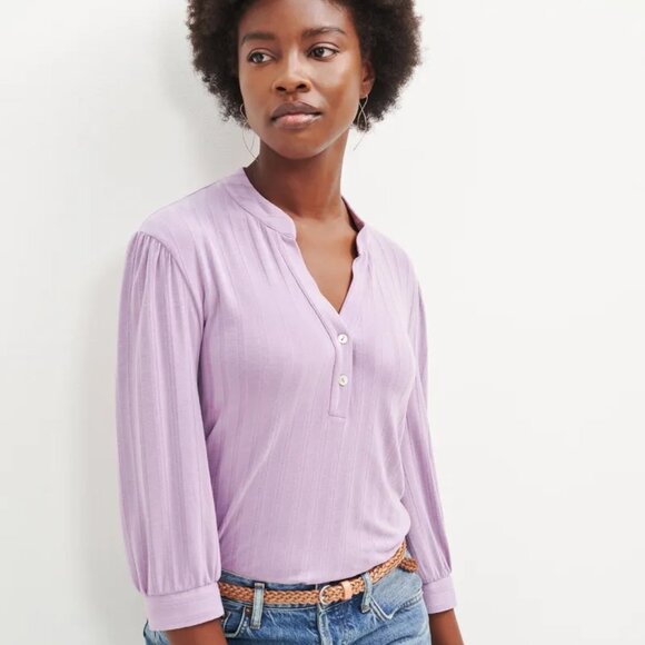 Amour Vert Vie Ribbed Henley - Lavender | L - Picture 2 of 11